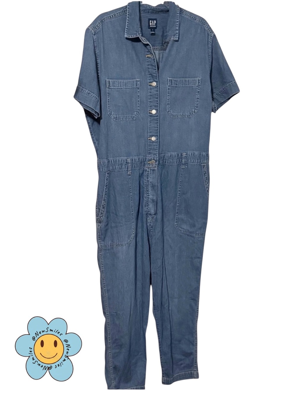 GAP Denim ~ Boiler Suit ~ Button Front Top ~ Medium to Light Denim ~Straight Leg